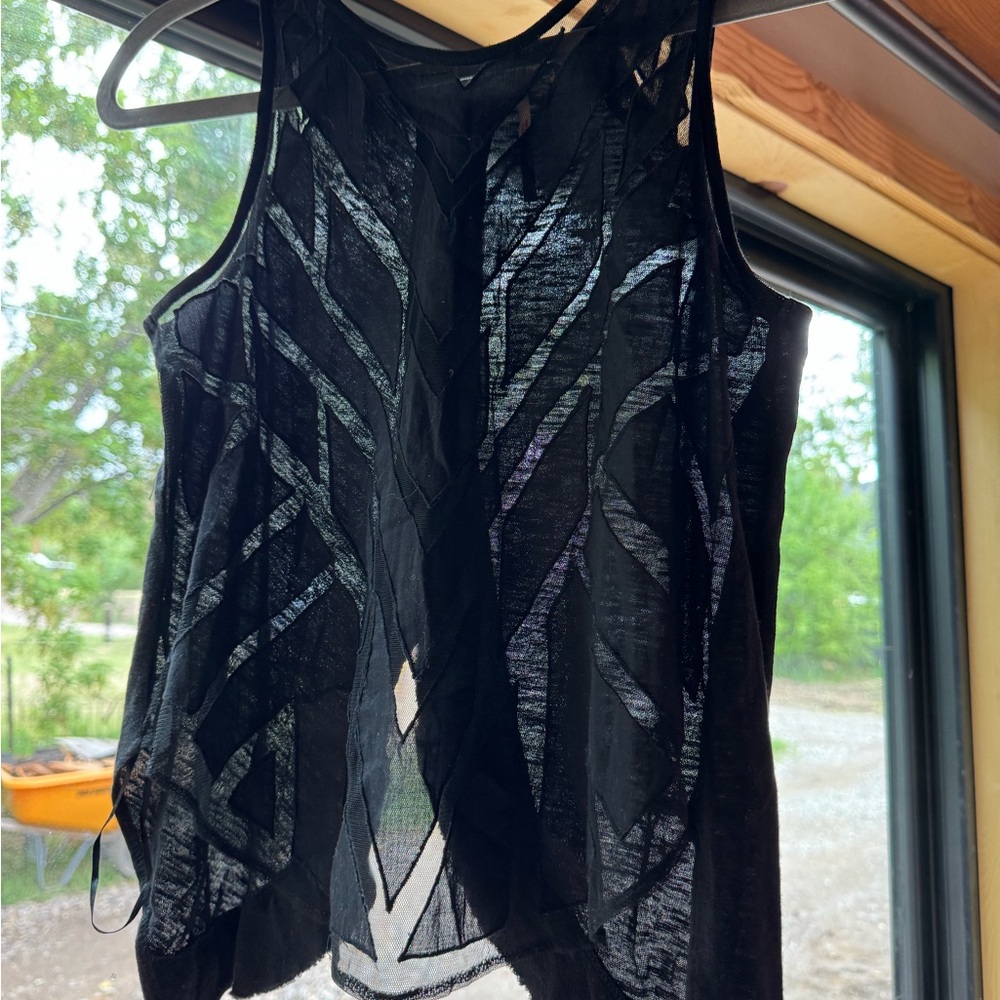 We The Free Black Asymmetrical Sleeveless Blouse